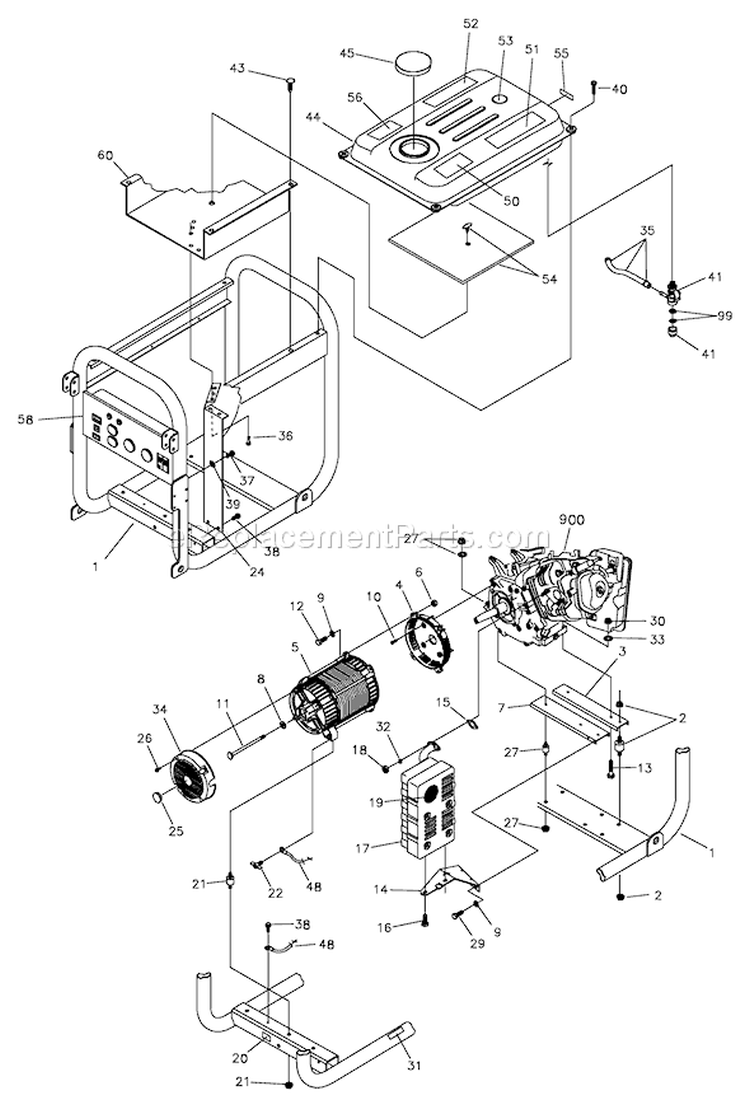 Page C Diagram and Parts List for 030340-0  Briggs and Stratton Generator